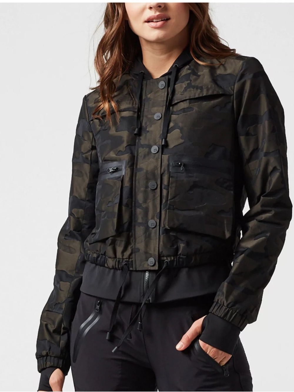 Blanc Noir Skyfall Aviator Jacket - Black Camo & Dark Green XS Hood